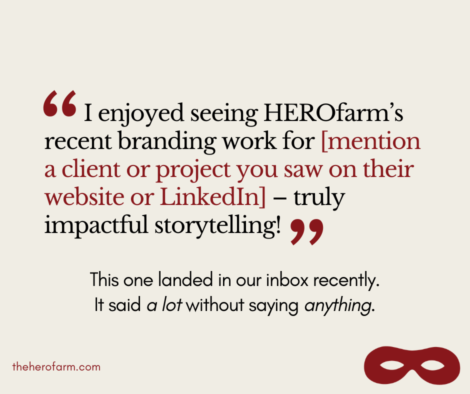 Cold email screenshot quote showing templated outreach with bracketed placeholder text, highlighting a lack of personalization in modern marketing.